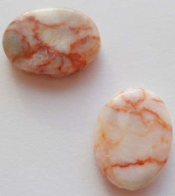Red Line Jasper Small Oval Bead x 2. 18.5mm x 14.5mm.