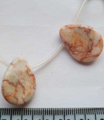 Red Line Jasper Teardrop Pendant x 2. 25mm x 18mm