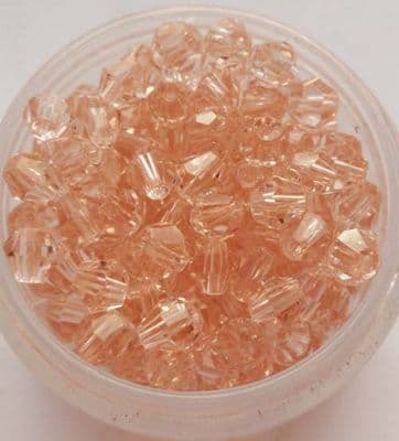 Rosy Crystal Qurtz Faceted Bicone Bead. 4mm x 50