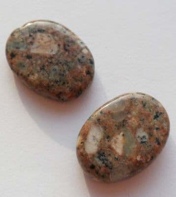 Sesame Jasper Oval Bead x 2. 20mm x 15mm