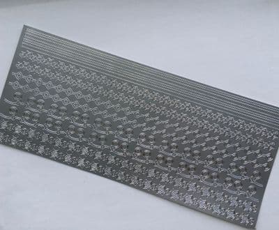 Silver peel off seasonal borders stickers. 1 sheet