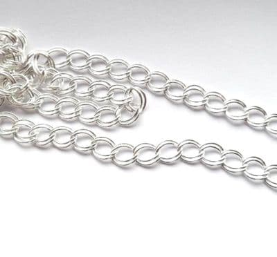 Silver Plated Double Link chain. 2m length.