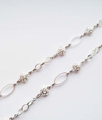 Silver Plated Puffed Heart & Oval chain. 1m unfinished length