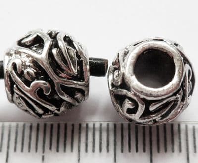 Single large hole 'european' style bead. 11mm x 11mm. 4.7mm hole