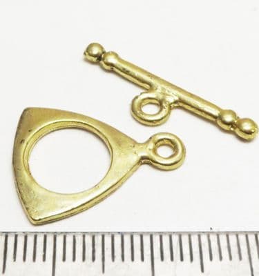 Tibetan Style Gold Triangle Toggle/bar x5. 15mm.