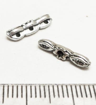 Tibetan Style Silver 3 hole small connectors x 20. 14mm x 2.5mm.