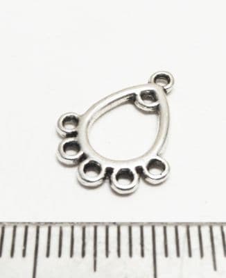 Tibetan Style Silver Five-loop pendant/ dropper/ chandelier/ connector. 50 x 12mm x 16mm.