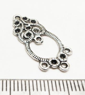 Tibetan Style Silver floral dropper/earrings/pendant x6. 25mm.