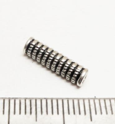 Tibetan Style Silver 'screw' tube spacers x 10. 13mm x 4mm.