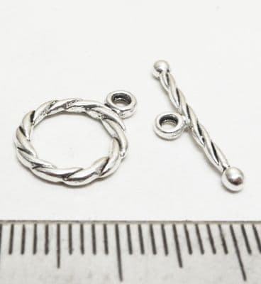 Tibetan Style Silver Spiral Toggle/bar x10. 11mm diam.