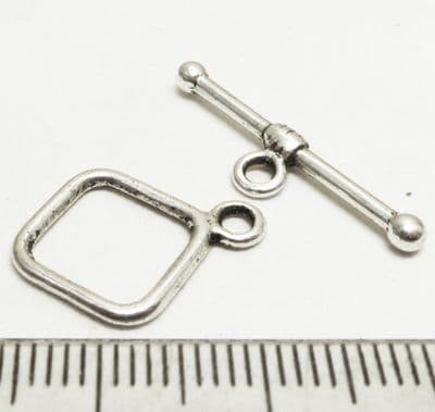 Tibetan Style Silver Square Toggle/bar x6.