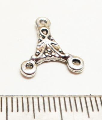 Tibetan Style Silver three-loop pendant/dropper/ chandelier/connector x 20. 13mm x 12mm.