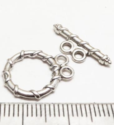 Tibetan Style Silver Two strand thick rope Toggle/bar x5. 14m