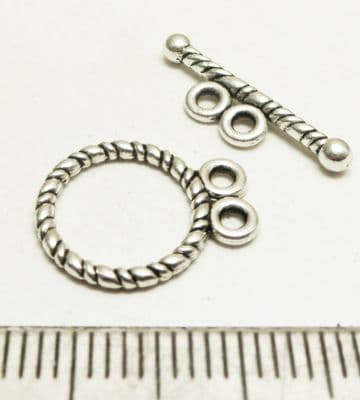 Tibetan Style Silver Two strand Toggle/bar x10. 12m.