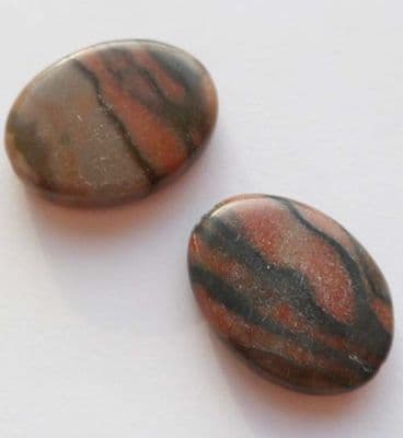 Zebra Jasper Oval Bead x 2. 20mm x 15mm