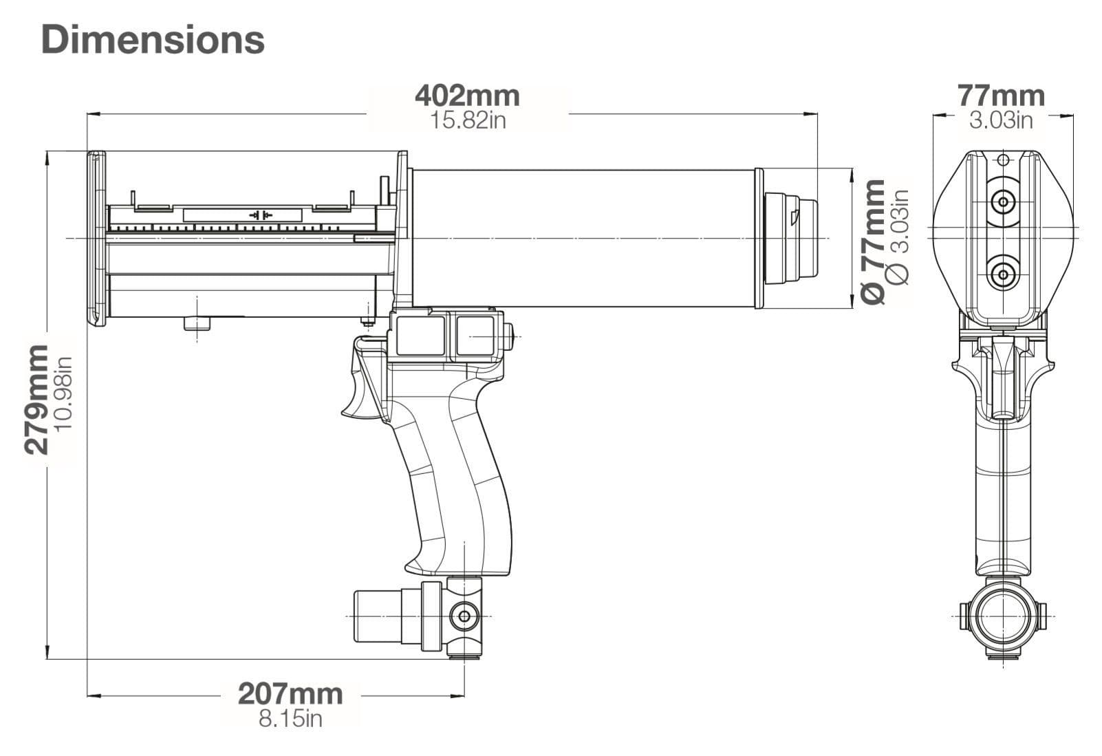 200ml Pneumatic Dual Gun 1:1/ 2:1 Ratio DP200-70-01 Sulzer Mixpac ...