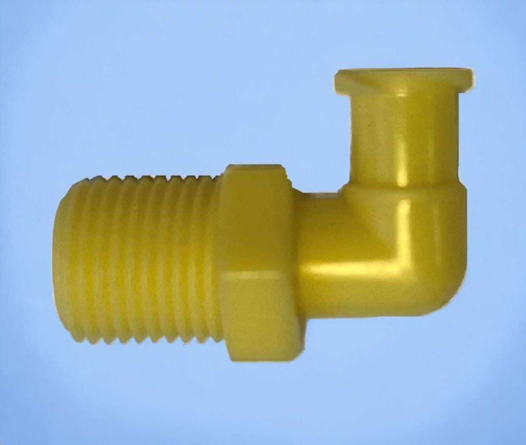 Female Luer Elbow to 1/8" NPT Thread Yellow Nylon AD93175Y Adhesive
