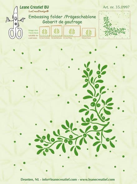 35.0997 ~ MISTLETOE BACKGROUND ~Embossing folder ~ Leane Creatief BV