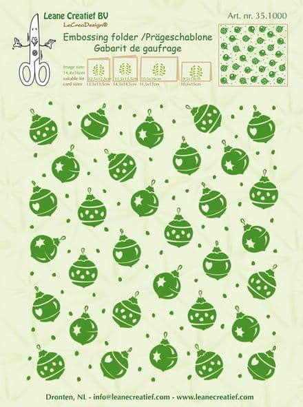 35.1000 ~ CHRISTMAS ORNAMENTS BACKGROUND ~Embossing folder ~ Leane Creatief BV