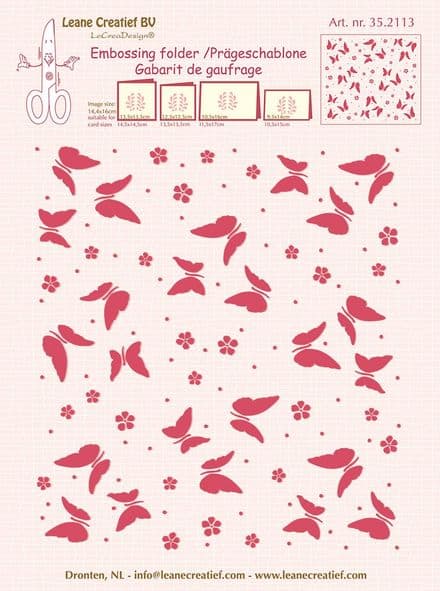 35.2113 ~ BACKGROUND BUTTERFLIES ~ embossing folder ~ Leane Creatief BV