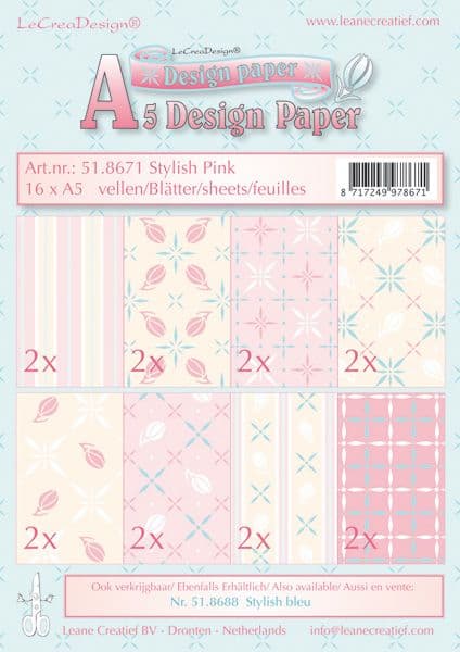 51.8671 ~ STYLISH PINK ~ Design Paper Assortment 16xA5