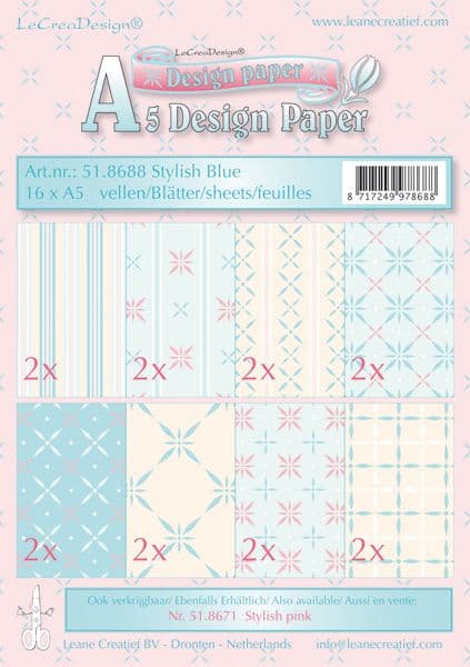 51.8688 ~ STYLISH BLUE ~ Design Paper Assortment 16xA5