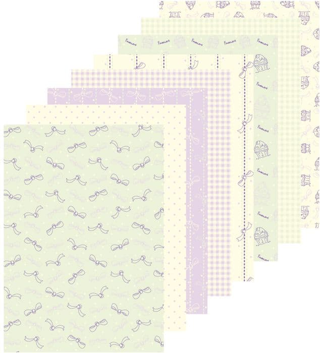 51.8817  ~ RIBBONS and CUPCAKES ~ A5 Design Paper Assortment 16 sheets