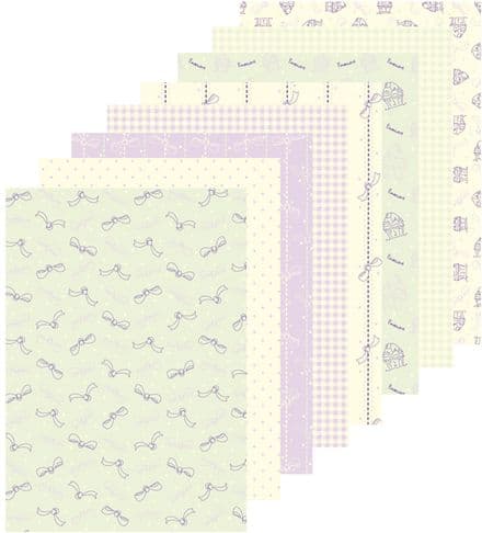 51.8817 ~ RIBBONS and CUPCAKES ~ A5 Design Paper Assortment 16 sheets