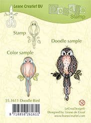 55.1611 ~ DOODLE BIRD WITH LEAVES ~ Leane Creatief Clear Stamp