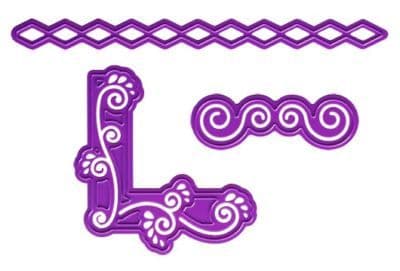 6002/0013 DIAMONDS, CORNER SWIRL - JOY CRAFTS Cut+Emboss dies.