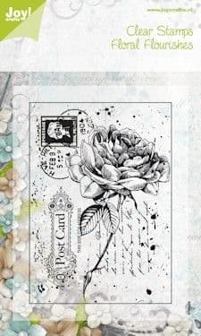 6410/0044 ~ OLD LETTER ROSE #2 ~ FLORAL FLOURISH ~ JOYCRAFTS CLEAR STAMP