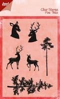 6410/0428 ~ PINE TREES REINDEER ~ JOYCRAFTS CLEAR STAMP