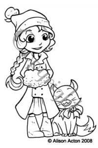 A001 CHARLOTTE with CAT & muff Whiff of Joy rubber stamp