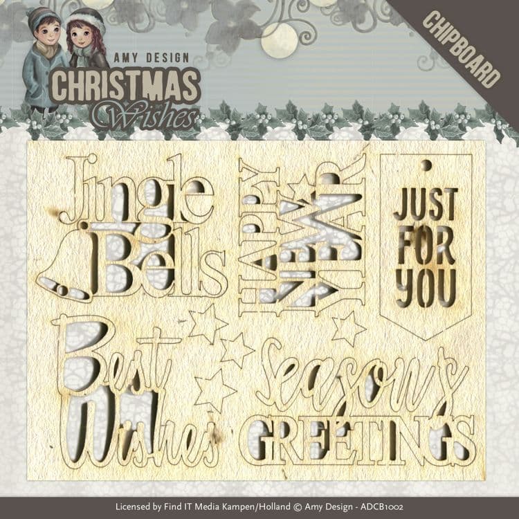 ADCB1002 ~ Chipboard Text ~ Christmas Wishes ~ Amy Design