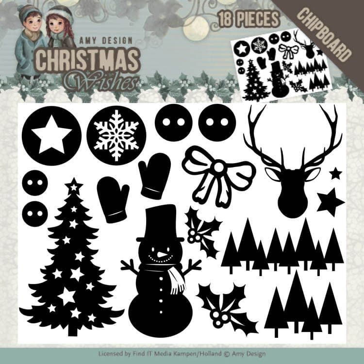 ADCB1003 ~ Chipboard Christmas Shapes ~ Christmas Wishes ~ Amy Design
