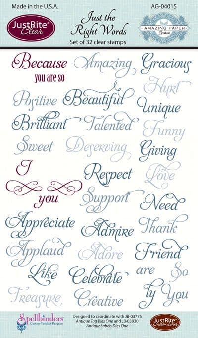 AG-04015 ~ JUST THE RIGHT WORDS ~ JustRite cling stamp set