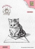 ANi025 - Kitten with Envelope Clear Stamp - Nellie Snellen