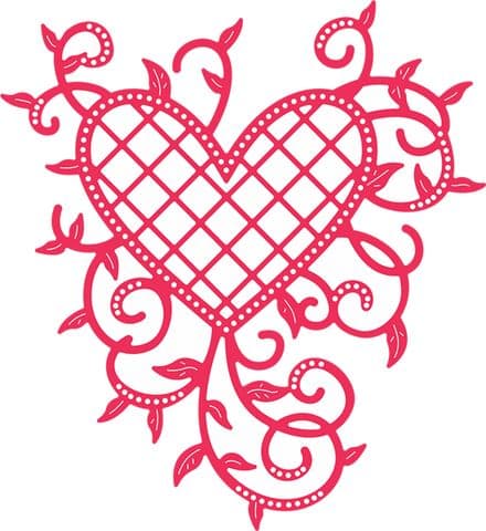 B368 ~ LATTICE HEART & VINES ~ Cheery Lynn Doily die