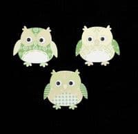 C2294 ~ GREEN OWLS ~ TRIMITS ~ pack of 6