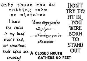 CICSA6200 ~ QUIPS, I KNOW THE VOICES set of five ~ PERSONAL IMPRESSIONS designed by LINDSAY MASON ~ clear stamp