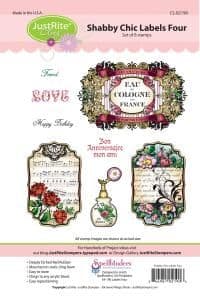 CL-02190 ~ Shabby Chic Labels Four ~ JustRite cling stamp set