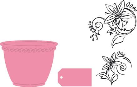 COL1345 ~ FLOWER POT and stamps ~ Marianne Design Collectables