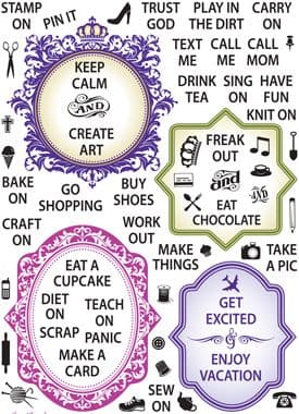 CR-02255 ~ JUST KEEP CALM ~ set 64 JUSTRITE CLEAR STAMPS