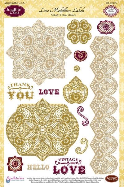 CR-03905 ~ LACE MEDALLIONS ~ JustRite cling stamp set