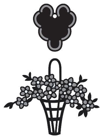 CR1209 FLOWER BASKET + TAG ~ Marianne Design Craftables 2 dies