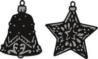 CR1382 ~ ORNAMENTS STAR AND BELL ~ Marianne Design Craftables 2 Dies