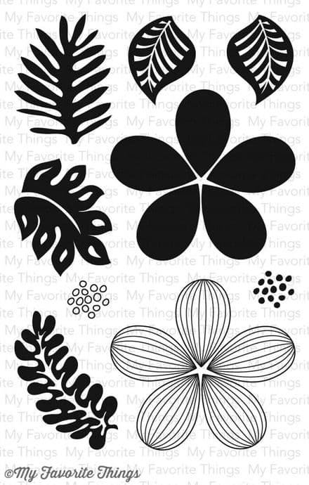 CS-93 ~ TROPICAL FLOWERS ~ CLEAR CLING BACKED STAMPS~ MY FAVORITE THINGS