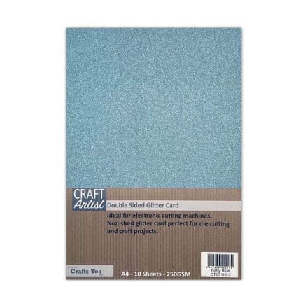 CT09116-2 - A4 Double Sided Glitter Card - Baby Blue - Craft Artist