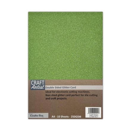 CT09116-7 - A4 Double Sided Glitter Card - Leaf Green -Craft Artist