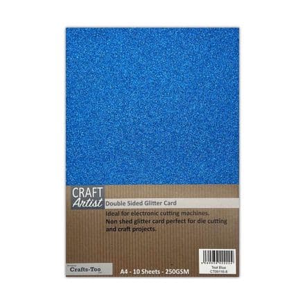 CT09116-8 - A4 Double Sided Glitter Card - Teal Blue - Craft Artist